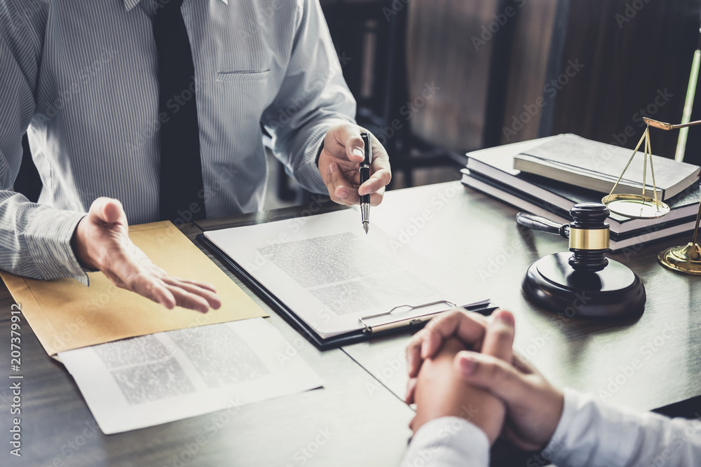 Businessman and Male lawyer consult having team meeting with client, Law and Legal